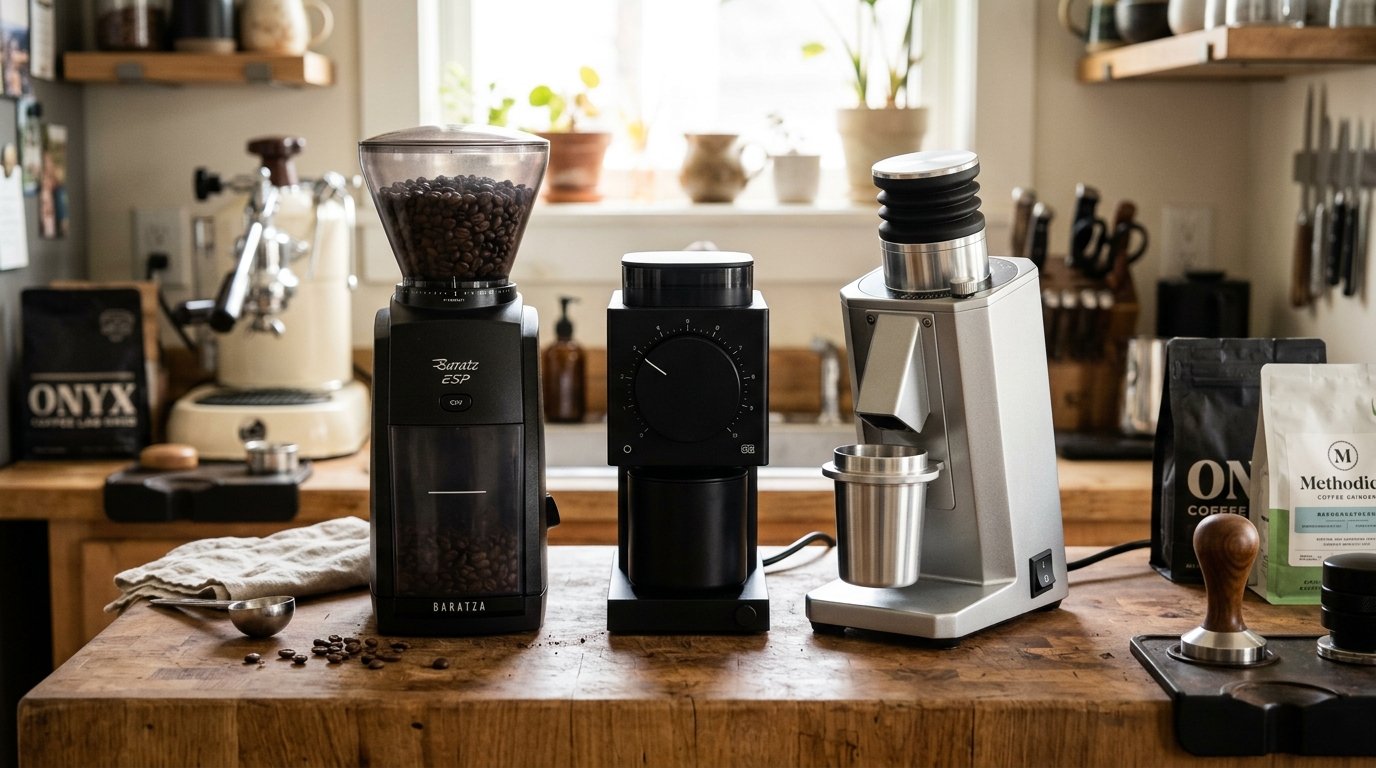 Baratza ESP vs Fellow Opus vs DF64 Product Review Photography