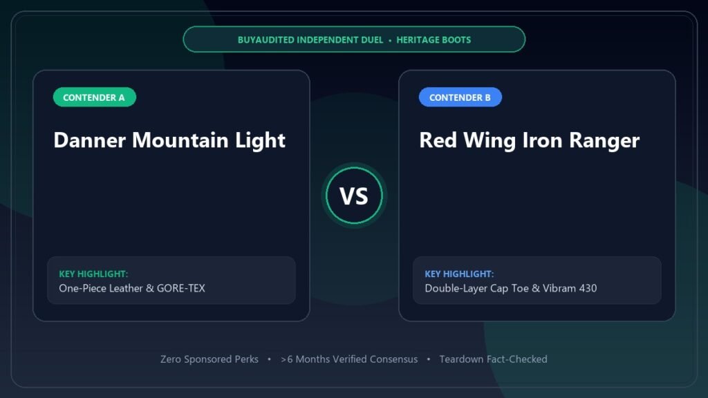 Danner Mountain Light vs Red Wing Iron Ranger Technical Showdown Banner