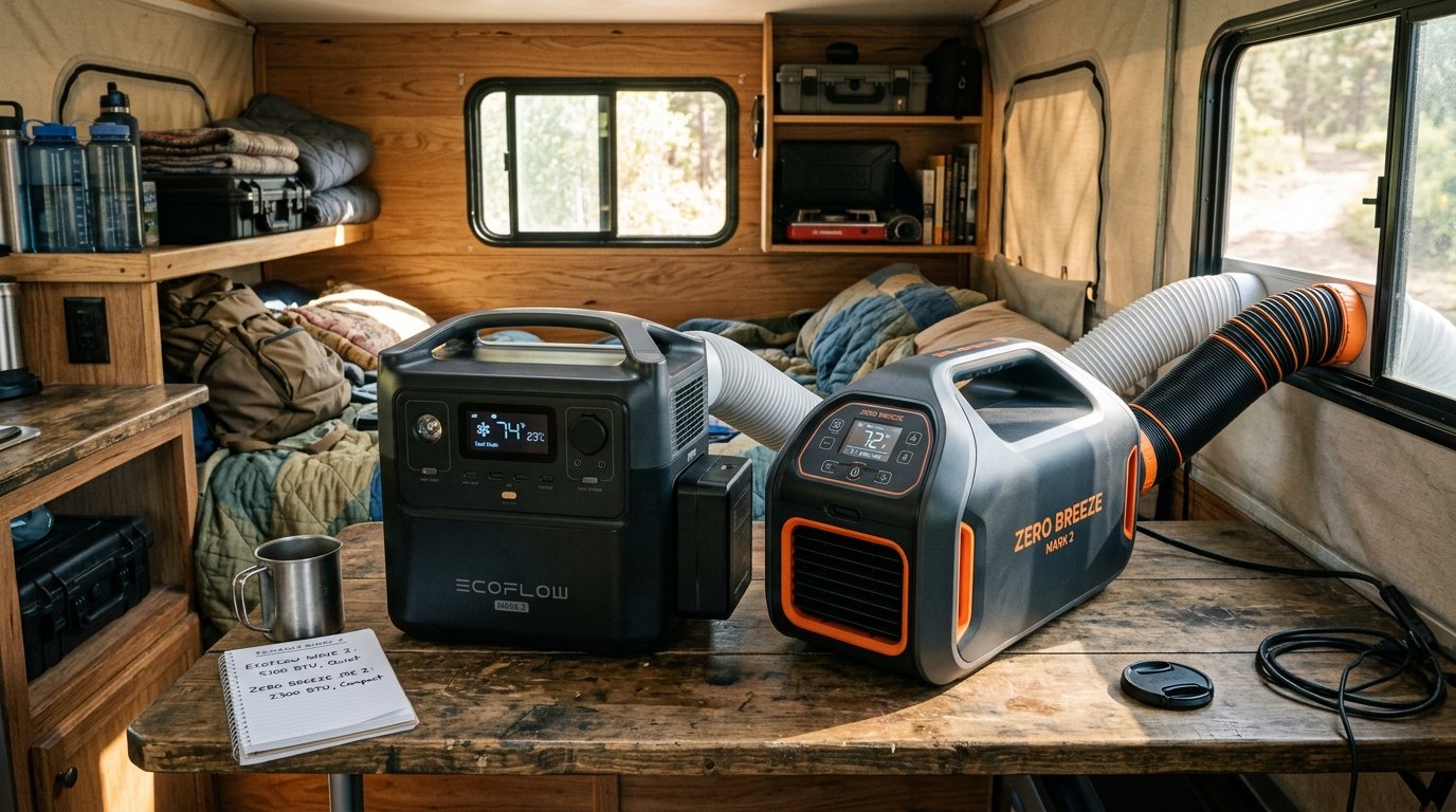EcoFlow Wave 2 Portable AC vs Zero Breeze Mark 2 Product Review Photography