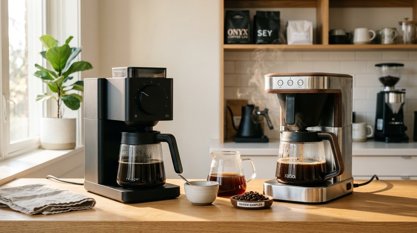 Fellow Aiden Precision Coffee Maker vs Ratio Six Coffee Maker Product Review Photography