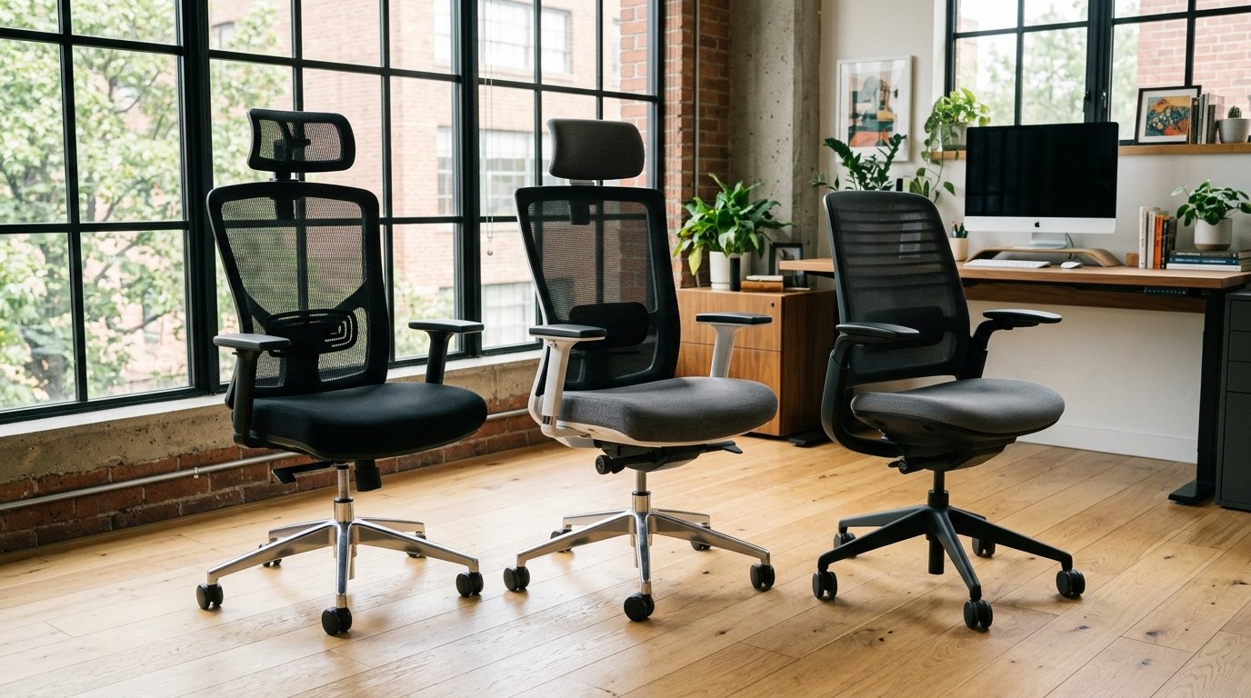 Sunaofe Atlas vs Autonomous ErgoChair Pro vs Steelcase Series 1 Product Review Photography
