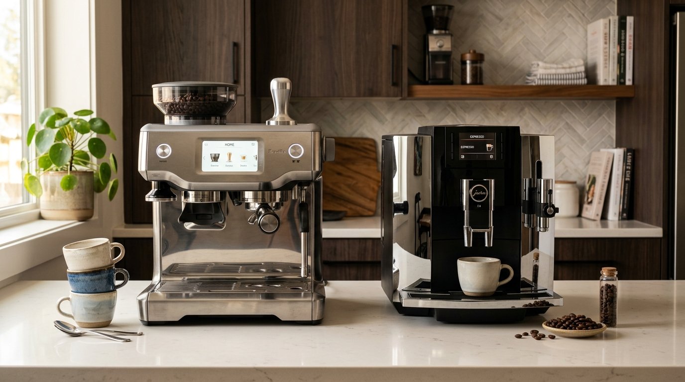 Breville Barista Touch Impress vs Jura E6 Product Review Photography