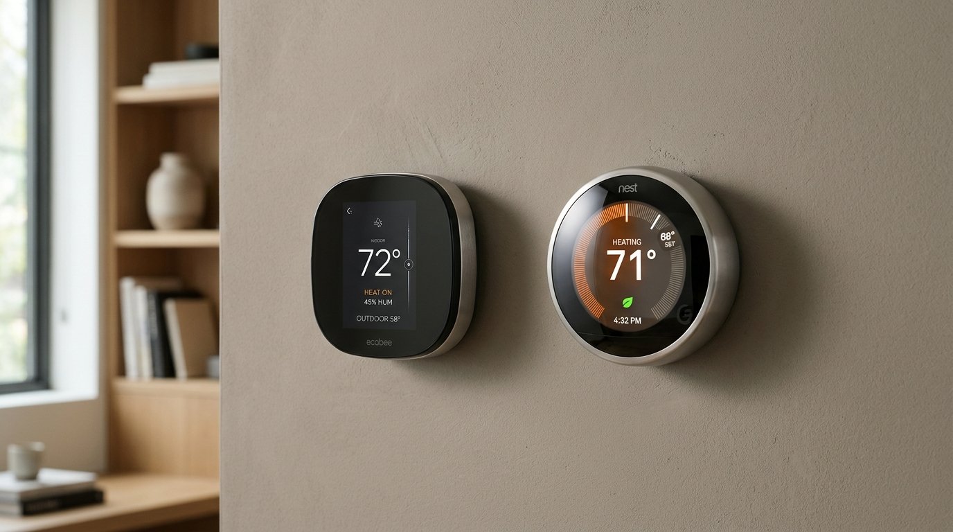 Ecobee Smart Thermostat Premium vs Nest Learning Thermostat 4th Gen Product Review Photography
