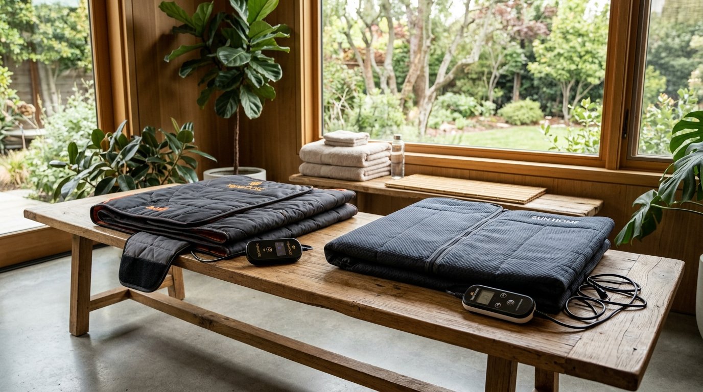 HigherDOSE vs Sun Home Infrared Sauna Blanket Product Review Photography