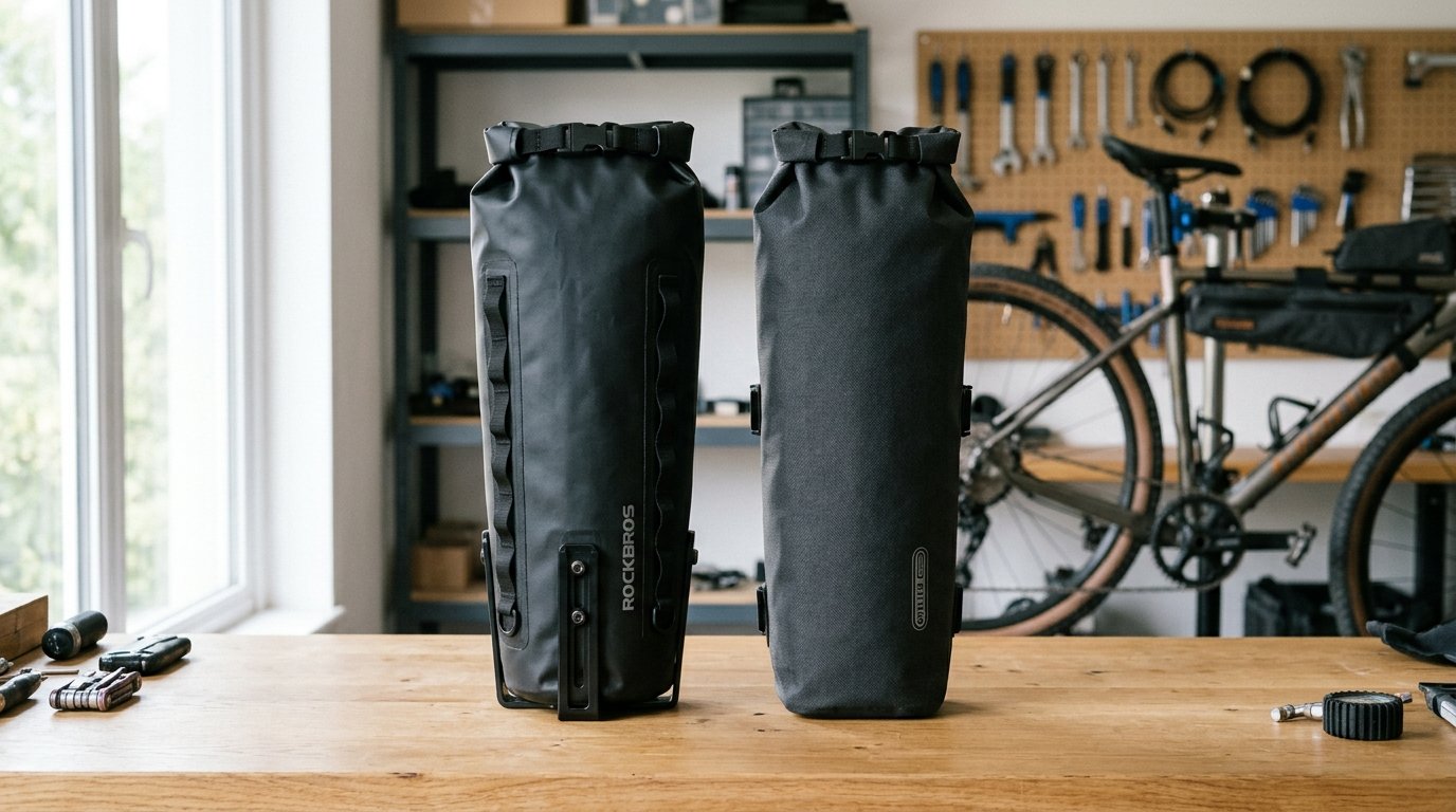 ROCKBROS Bikepacking Fork Bag vs Ortlieb Fork-Pack Product Review Photography