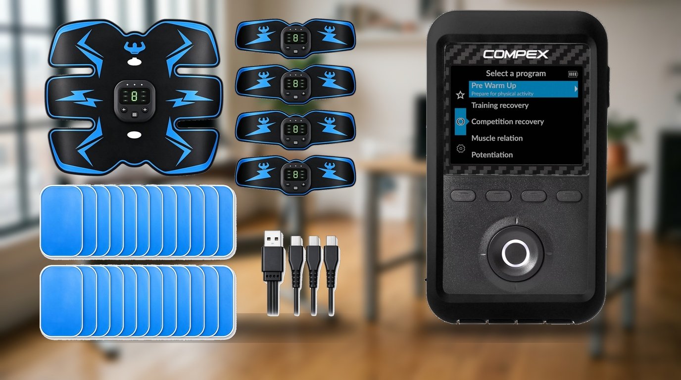 Tactical X Muscle Master Kit vs Compex Sport Elite 3.0 Product Review Photography